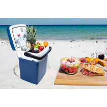 Lodówka turystyczna przenośna samochodowa 29L 220-240V DC12V funkcja grzania wkład gratis niebieska