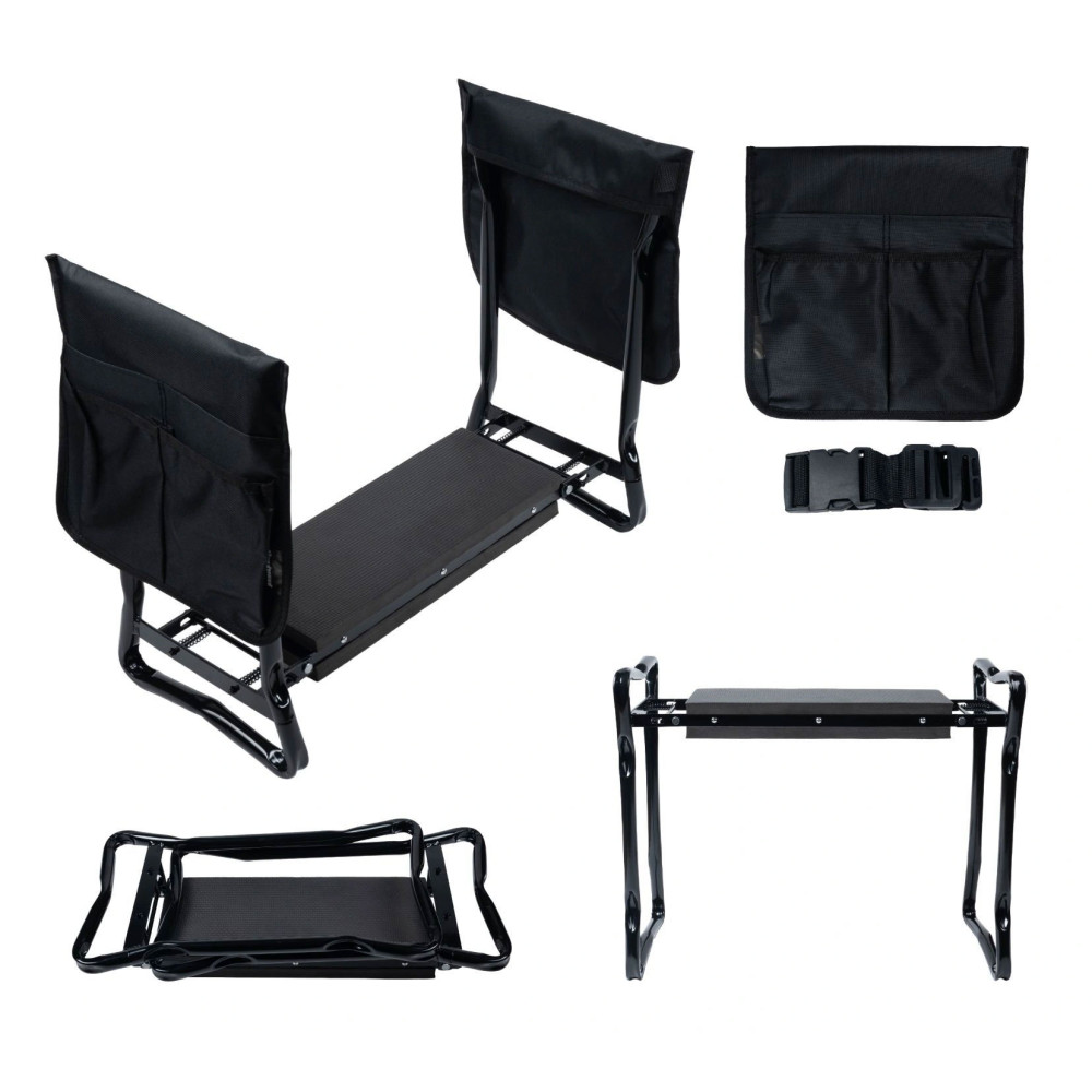 Klęcznik stołek składany do pracy w ogrodzie pas narzędziowy 2 przyborniki